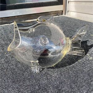 MCM Clear Art Glass Fish Shaped
Vase Bowl Terrarium